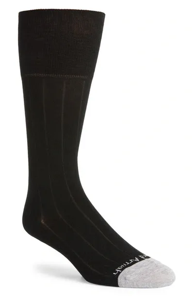 Edward Armah Pima Cotton Blend Rib Dress Socks In Black