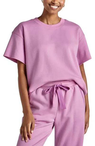 Splendid Goldie Short Sleeve Sweatshirt In Orchid