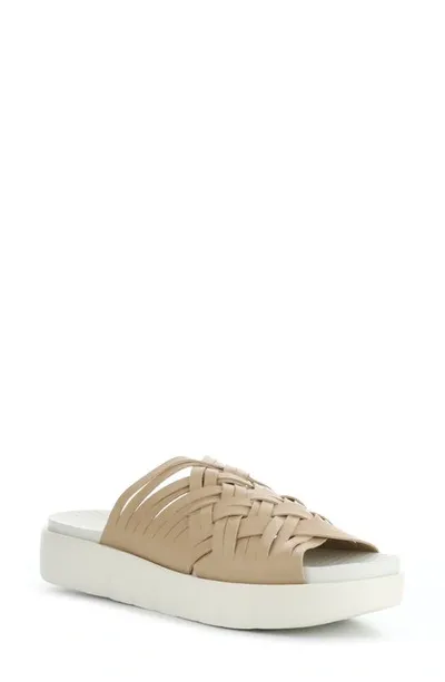 Bos. & Co. Rised Strappy Slide Sandal In Tan Leader