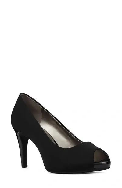 Bandolino Rainaa Peep Toe Pump In Black Lycra