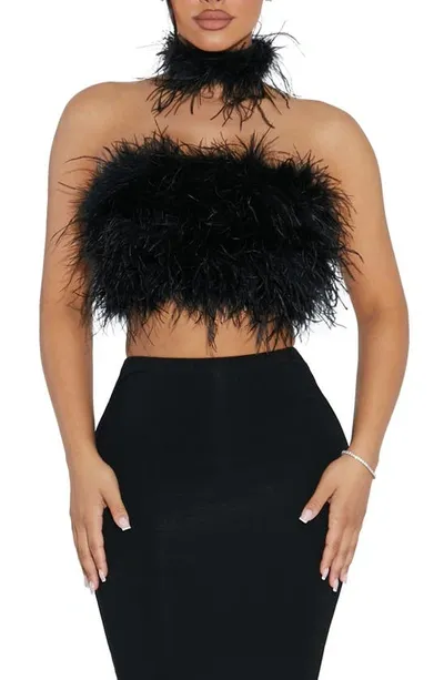 Naked Wardrobe Ruffle My Feathers Tube Top In Black