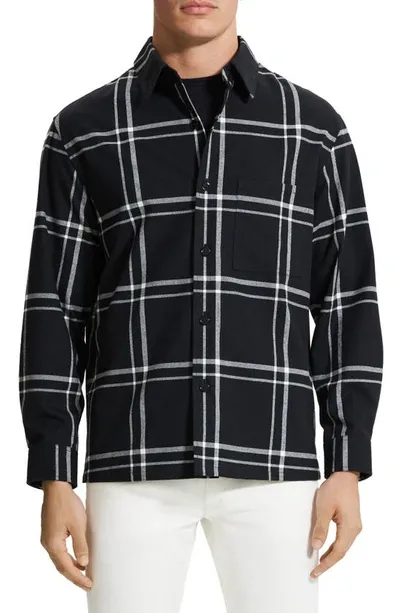 Theory Clyfford Warren Windowpane Shirt Jacket In Grey