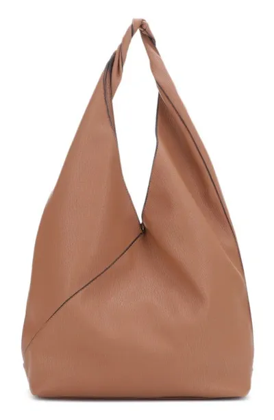 Mali + Lili Katie Oversize Recycled Vegan Leather Hobo Bag In Camel