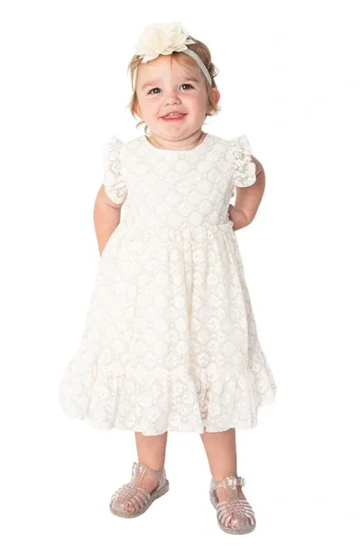 Popatu Babies' Tiered Lace Dress In White