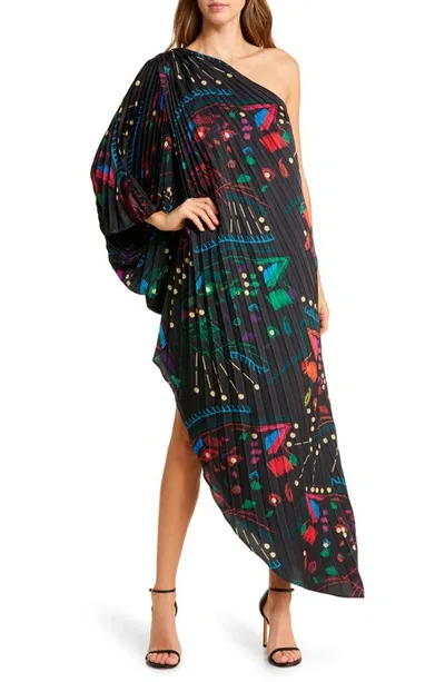 Hutch Pleated Asymmetric Dress In Multicolor Jaguars