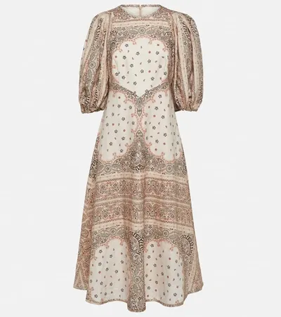 Zimmermann Day Printed Linen Midi Dress In Multicolor