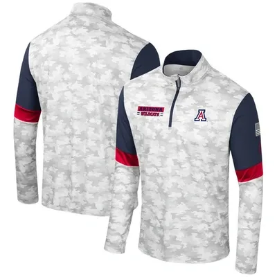 Colosseum Camo Arizona Wildcats Oht Military Appreciation Tomahawk Quarter-zip Windshirt In Gray