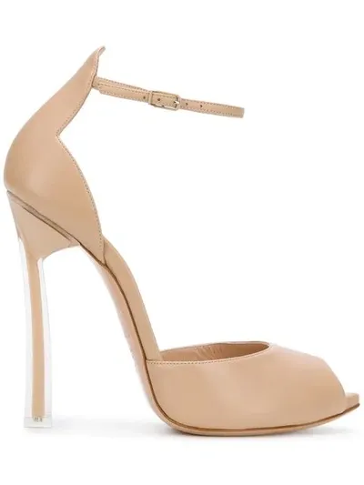 Casadei Peep Toe Sandals In Neutrals