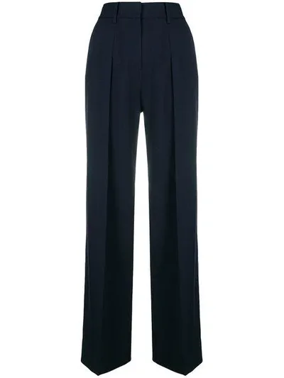 Victoria Victoria Beckham Side Stripe Wide Leg Trousers In Blue