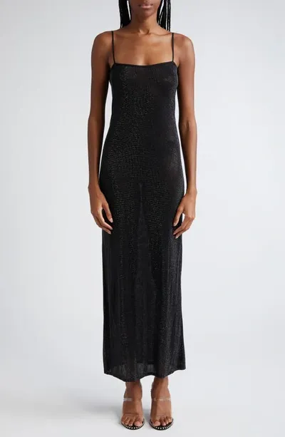 Alexander Wang Crystal Embellished Slipdress In Black