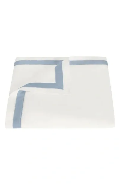 Matouk Ambrose 600 Thread Count Cotton Sateen Duvet Cover In Bone/hazy Blue