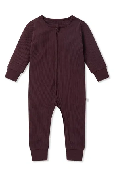 Mori Babies' Rib Fitted One-piece Pajamas In Burgundy