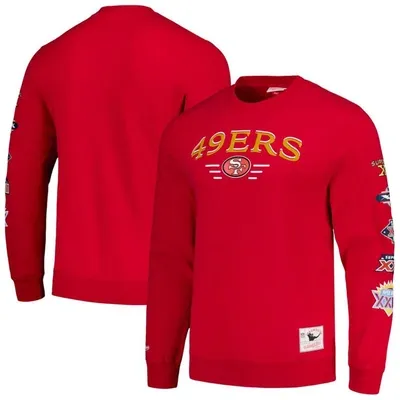 Mitchell & Ness Scarlet San Francisco 49ers Rings 2.0 Pullover Sweatshirt In Red