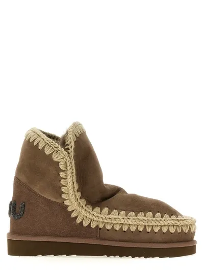 Mou Eskimo 18 Glitter Logo Boots, Ankle Boots Beige In Grey