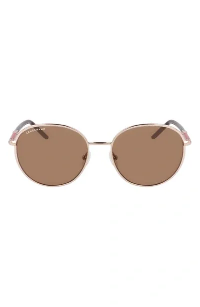 Longchamp 53mm Gradient Round Sunglasses In Rose Gold