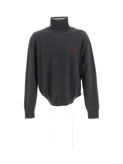 Ami Alexandre Mattiussi Ami Paris Sweaters In Heather Grey