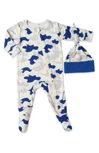 Baby Grey By Everly Grey Jersey Footie & Hat Set In Camo