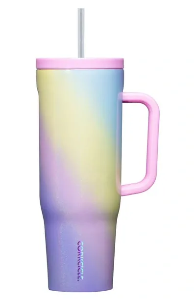 Corkcicle Cruiser 40-ounce Insulated Tumbler With Handle In Rainbow Unicorn