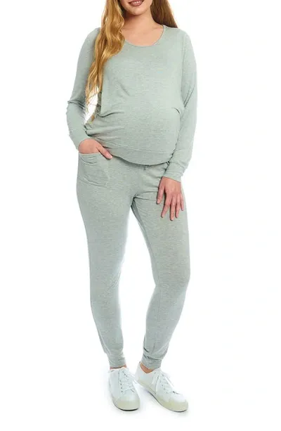 Everly Grey Whitney 2-piece Maternity/nursing Lounge Set In Heather Grey Solid