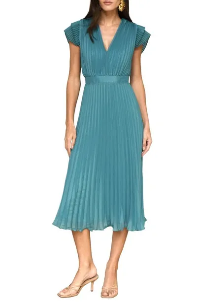 Adelyn Rae Daisy Pleated Tie Back Midi Dress In Teal