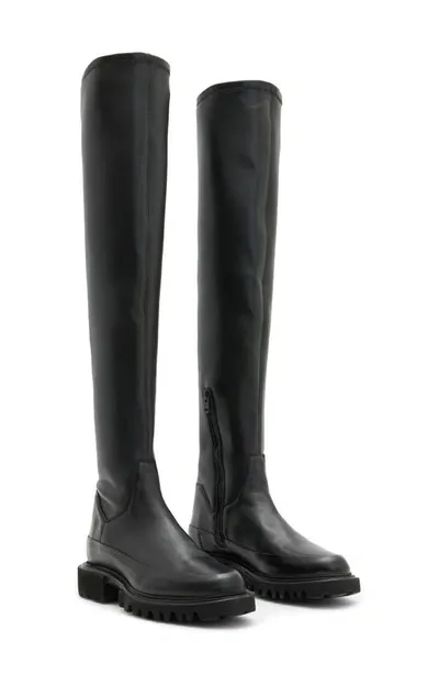 Allsaints Leona Over The Knee Boot In Black