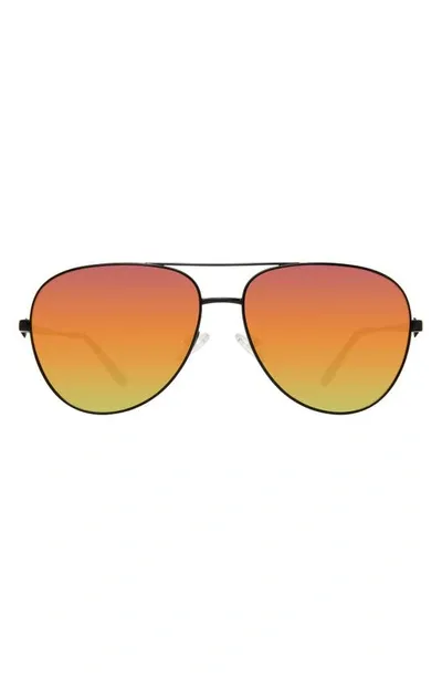 Kurt Geiger 62mm Oversize Aviator Sunglasses In Black/multi Mirrored Gradient