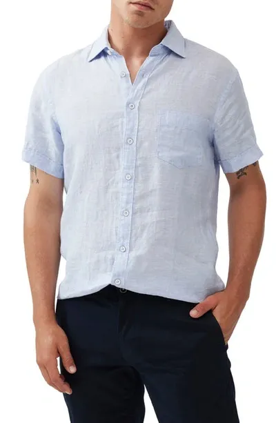 Rodd & Gunn Ellerslie Short Sleeve Linen Button-up Shirt In Iris