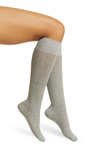 Oroblu Jasmine Metallic Knee High Socks In Grey-melange