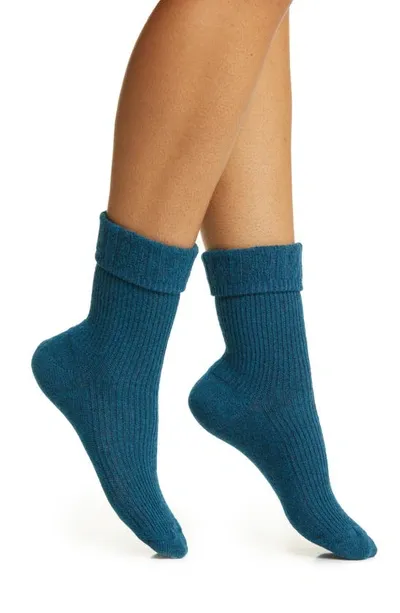 Oroblu Hilda Wool & Cashmere Blend Crew Socks In Cobalto