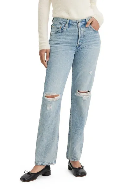 Levi's 501® Ripped High Waist Straight Leg Jeans In Morning Joyride