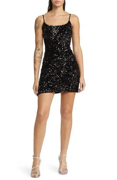 Bp. Night Out Sequin Camisole Dress In Black Sequins