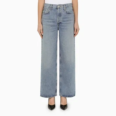 Agolde Light Blue Straight Boyfriend Jeans In Denim