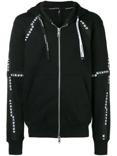 Versus Zipped Logo Hoodie In Black