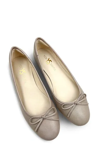 Yosi Samra Sadie Cap Toe Ballet Flat In Taupe Leather