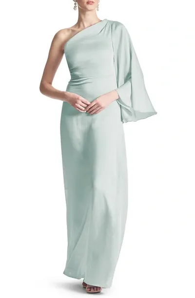 Sachin & Babi Keely One-shoulder Gown In Jade