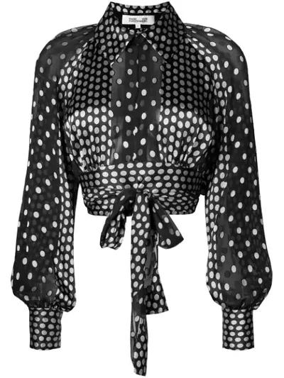 Diane Von Furstenberg Polka-dot Silk-blend Chiffon Blouse In Black