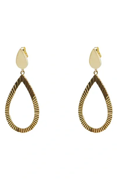 Argento Vivo Sterling Silver Diamond Cut Drop Earrings In Gold