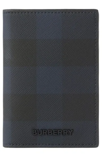 Burberry Bateman Check Coated Canvas Bifold Wallet In Navy Check