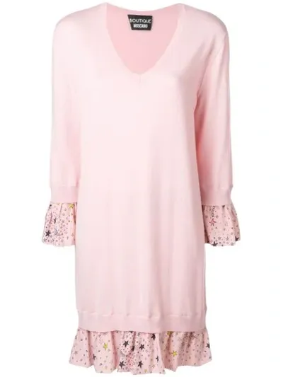 Boutique Moschino Ruffle Knit Dress In Pink