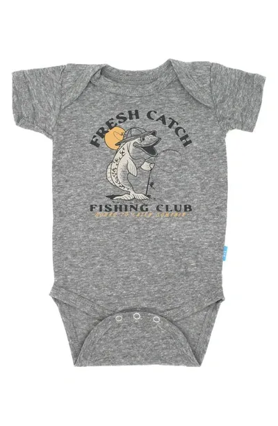 Feather 4 Arrow Babies' Fresh Catch Cotton Graphic Bodysuit In Heather Grey