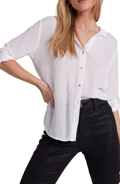 Bella Dahl Capri Jacquard Dot Button-up Shirt In Winter White