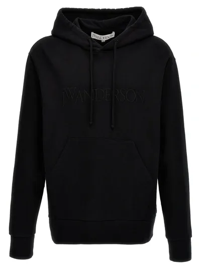 Jw Anderson Logo Hoodie Sweatshirt In Black