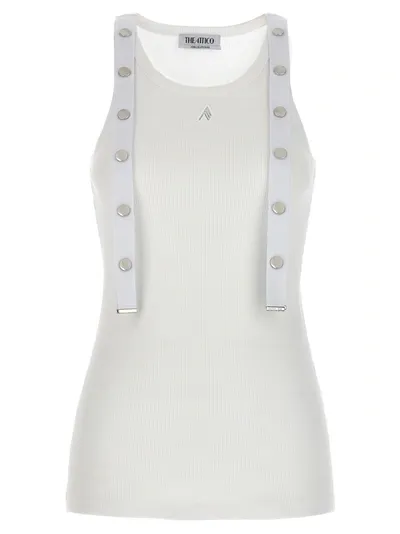 Attico Metal Button Top Tops In White