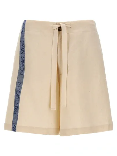 Jw Anderson Logo Bermuda Shorts Drawstring Waist In White