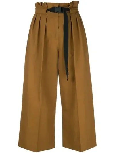 Kenzo Cropped High Waisted Trousers In Brown