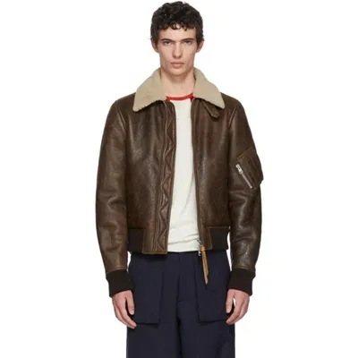 Jw Anderson Brown Shearling Aviator Jacket