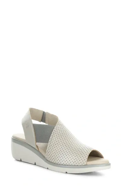 Fly London Nisi Platform Wedge Sandal In Silver Leather