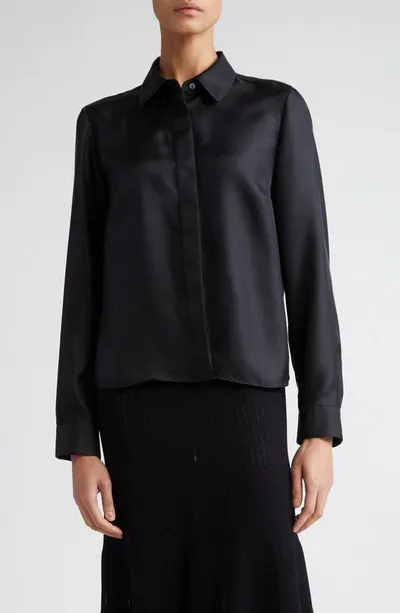 Partow Lara Silk Button-up Top In Black