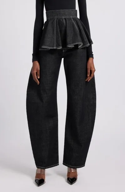 Alaïa Denim Skirt Belt In Denim Noir