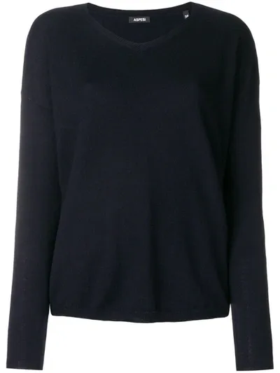 Aspesi V-neck Pullover In Blue